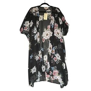 Band of Gypsies Cardigan Kimono Womens Small Black Floral Cottagecore Whimsigoth